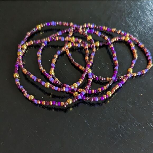 Purple Beaded Bracelets Set - Picture 3 of 6